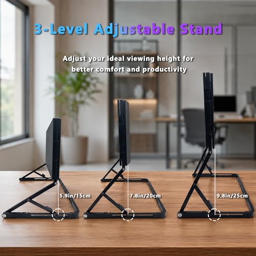 Laptop Triple Screen Extender, 15.6" Freestanding Triple Portable Monitor for Laptop, 1080P FHD IPS, 1 USB-C Connection for 4 Screens, Foldable Triple Screen for Work & Travel