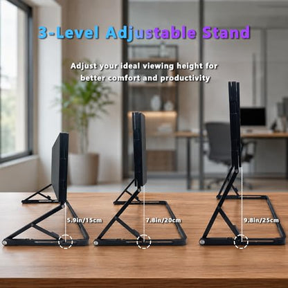 Laptop Triple Screen Extender, 15.6" Freestanding Triple Portable Monitor for Laptop, 1080P FHD IPS, 1 USB-C Connection for 4 Screens, Foldable Triple Screen for Work & Travel