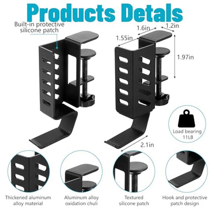 MAQUITA Desk Laptop Stand,No-Drill Desktop Mount,Hanging Holder for Desk - Clamp Storage for Laptops/Book/Keyboards/Headphone/Backpack Black