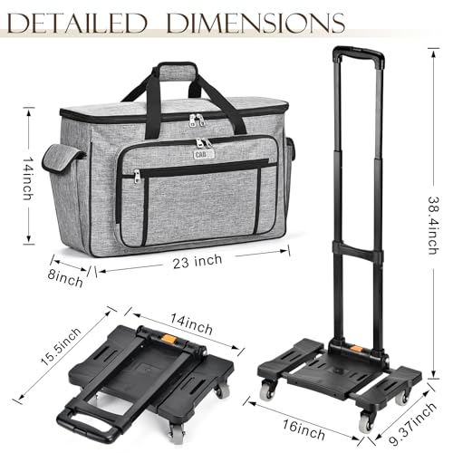 CAB55 Rolling Carrying Case for Cricut Maker 3/Maker 4/Maker/Explore 4/Explore 3/Explore Air 2, Double-Layer Storage Bag with 4 Wheels & Mat Pocket for Cricut Cutting Machine, Accessories & Tools
