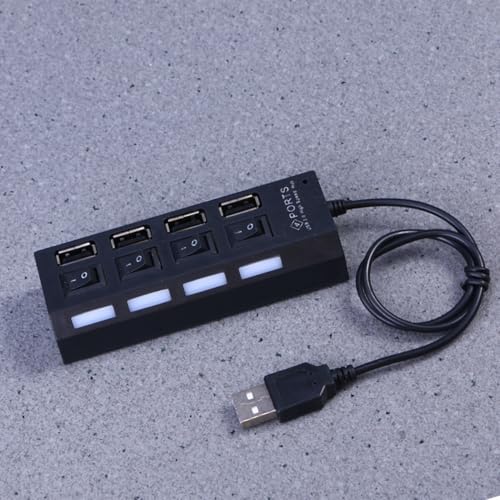 Vaguelly Portable USB Hub Ports with Individual LED Power Indicators and Switches High-Speed Mbps Data Transfer Expansion Hub for Laptop PC Desktop Compatible with Windows Operating System