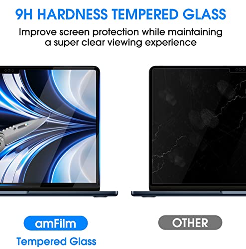 amFilm Screen Protector for MacBook Air 13.6'' M4/M3/M2 Chip Tempered Glass | Scratch Protection, Easy to Instllation & Bubble Free, HD Clear, Ultra Thin (Regular 13.6 inch) - size: Regular 13.6 inch