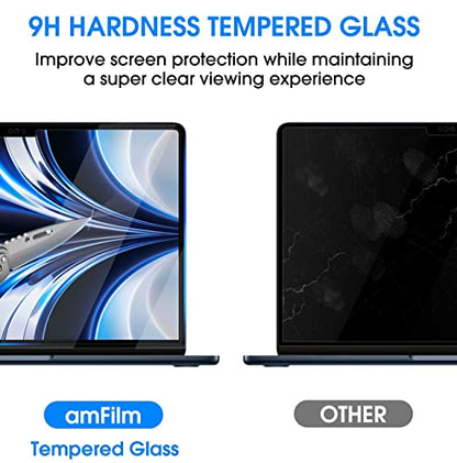 amFilm Screen Protector for MacBook Air 13.6'' M4/M3/M2 Chip Tempered Glass | Scratch Protection, Easy to Instllation & Bubble Free, HD Clear, Ultra Thin (Regular 13.6 inch) - size: Regular 13.6 inch