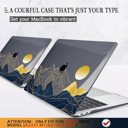 CISSOOK for MacBook Air 13 Inch Case A2337 A2179 A1932 | 2021 2020 2018, Hard Shell Cover with Keyboard Cover for MacBook Air 13 M1 Case, Mountain & Raised Sun - color: Mountain & Raised Sun