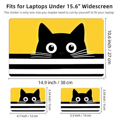 Aesthetic Laptop Skin Cover,12-15.6 Inch Universal Vinyl Sticker Decal,Waterproof Scratch-Resistant Notebook Wrap,Removable Residue-Free Protector,Black Cat Peek - color: Black Cat Peek