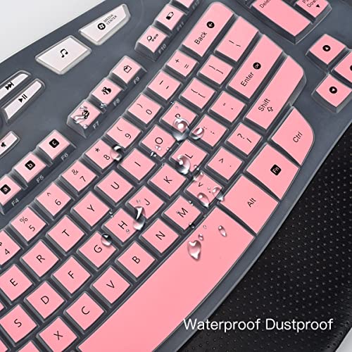 CaseBuy Keyboard Cover for Logitech K350 MK550 MK570 Wireless Wave Keyboard, Ultra Thin Silicone Protector Skin for Logitech K350 MK550 MK570 Keyboard -Ombre Pink - color: Ombre Pink