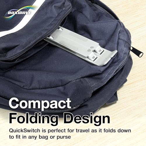 BoxWave Stand and Mount Compatible with Amazon Fire HD 10 (9th Gen 2019) - Compact QuickSwitch Stand, Portable Multi Angle Viewing Foldable Riser - Metallic Silver