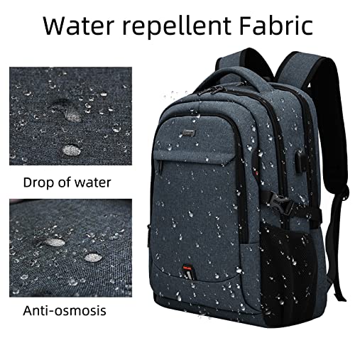 17 Inch Travel Laptop Backpack Water Resistant College Backpack for Men Laptop Bag with USB Charging Port,Dark Grey - color: Dark Grey