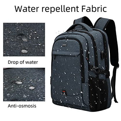 17 Inch Travel Laptop Backpack Water Resistant College Backpack for Men Laptop Bag with USB Charging Port,Dark Grey - color: Dark Grey