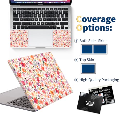 Universal Laptop Skin for 13-16 Inch Laptops,Vinyl Protective Sticker Decal,Easy DIY Trim-to-Fit for HP/Dell/MacBook,Bubble-Free & Removable,Pink Flowers - color: Pink flowers