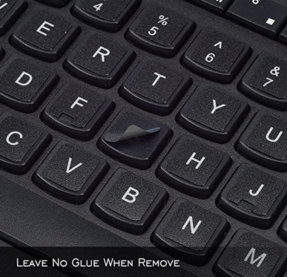 2PCS Universal English Keyboard Stickers Letters with Tweezer, Keyboard Stickers Black Background with White Lettering, Keyboard Letters Replacement Sticker for PC Laptop Desktop Computer -English - color: English-black/White