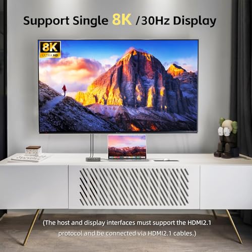 USB C Docking Station Dual Monitor 4K@60Hz or Single 8K@30Hz with 2 HDMI for Windows Laptops,11-in-1 Laptop Docking Station with 5 USB A/C, SD, Gigabit Ethernet, Audio, 130W AC Power Supply