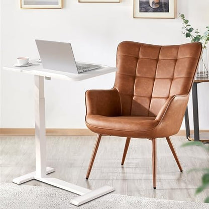 Adjustable Overbed Bedside Table with Hidden Wheels, Pneumatic Tilt Board Rolling Laptop Standing Desk Cart, Mobile Over Bed Sofa Chair Side End Tables, Walnut (White) - color: White