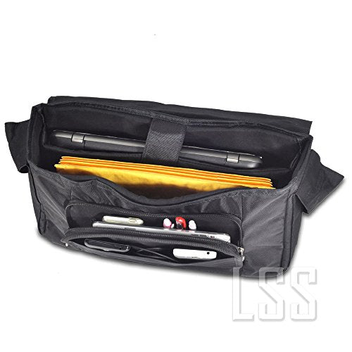 LSS 15” 15.6 inch Laptop Padded Compartment Shoulder Messenger Bag, Carrying Case for 14" 15" 15.6" & Smaller Size Notebook - color: Purple Butterfly, size: 15 inch