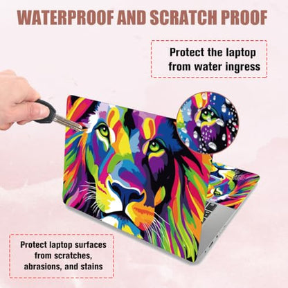 PLIGREAT Colorful Lion Laptop Sticker Decals, 12" 13" 13.3" 14" 15" Laptop Skin Stickers Abstract Paint Universal Removable Vinyl Notebook Art Protector Netbook PC Cover Decal - color: Colorful Lion