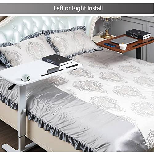 BeGyoku Overbed Table,Hospital Bed Table,Pneumatic Bed Tables Adjustable Over The Bed with Hidden Wheels&USB Port,Mobile Laptop Table Cart and Rolling Bedside Table with Tray Hospital Home Use-White - color: White-32" L X 16" W