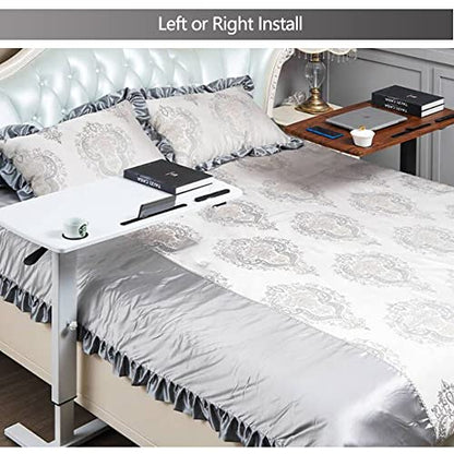 BeGyoku Overbed Table,Hospital Bed Table,Pneumatic Bed Tables Adjustable Over The Bed with Hidden Wheels&USB Port,Mobile Laptop Table Cart and Rolling Bedside Table with Tray Hospital Home Use-White - color: White-32" L X 16" W