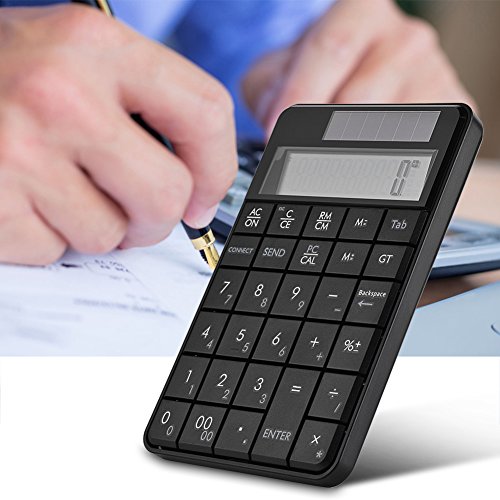 FOSA Compact USB keypad with Display Calculator Function, 29 Keys Portable Number Pad Mini Solar Power Smart Keypad & Office Calculators with LCD Display for Laptop PC