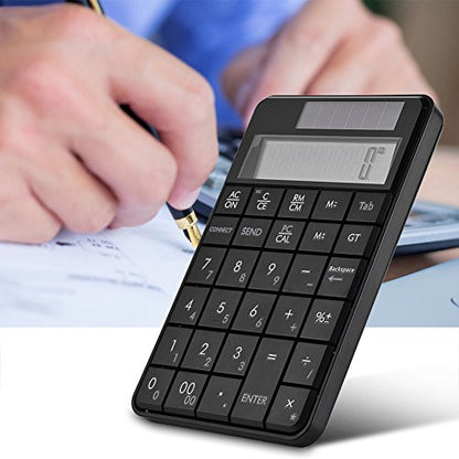 FOSA Compact USB keypad with Display Calculator Function, 29 Keys Portable Number Pad Mini Solar Power Smart Keypad & Office Calculators with LCD Display for Laptop PC