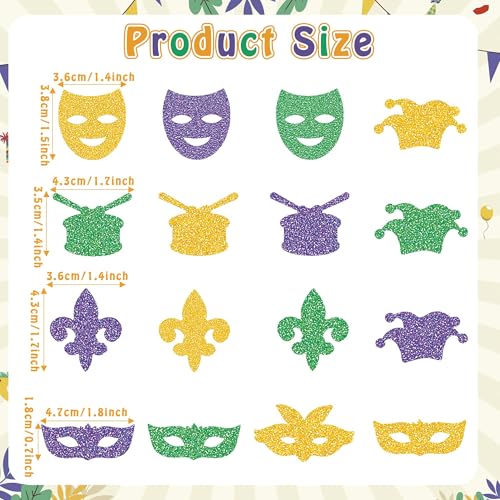 CNhoqc Carnival Sticker Roll, 1000 Pcs Glitter Masquerade Scrapbook Sticker | Fleur-De-Lis Mask Drum Glitter Waterproof Vinyl Reusable Laptop Coloring Book Water Bottle Page Activity Pad Party Favors - style: Mardi Gras