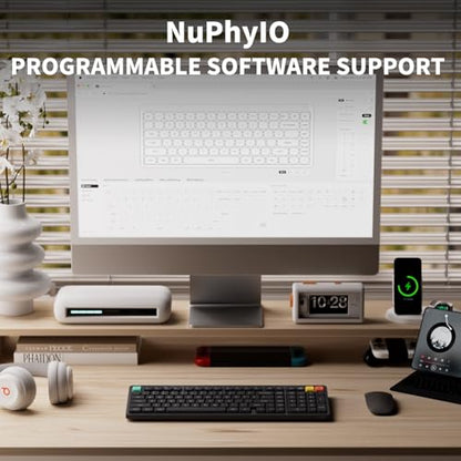 NuPhy Node100 Wireless Mechanical Keyboard, Hot Swappable Custom Low Profile Keyboard, 103 Keys Computer Gaming Keyboards, Supports Touch Gestures, PBT Keycaps, RGB Backlit, Bluetooth/2.4GHz/USB-C - color: Gray, size: Low-profile Brown Nano Switch