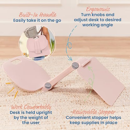 ECR4Kids The Surf Folding Portable Lap Desk, Flexible Seating, Pink - color: Pink