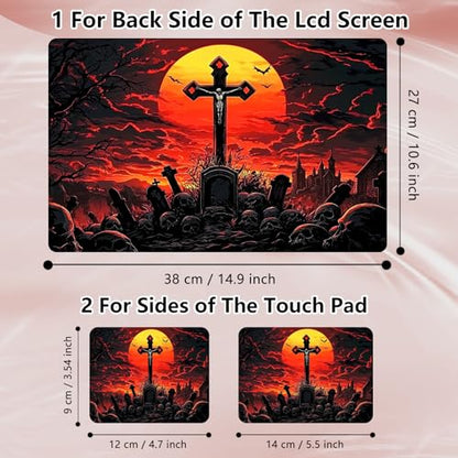 Laptop Skin Sticker Decal 12" 13" 13.3" 14" 15" 15.6",Waterproof Scratch Resistant Vinyl,Reusable Easy to Apply,for MacBook HP Dell Notebooks Netbooks Laptop,2 Wrist Pads,Cross Blood Moon - color: Cross Blood Moon