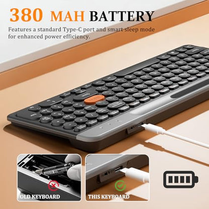 Bluetooth Keyboard Mouse Combo, Dual Multi-Device Wireless Keyboard with Phone Holder, Ultra-Compact 78-Key Layout, Quiet Keys & Rechargeable, for Windows PC Laptop (Black) - color: Black