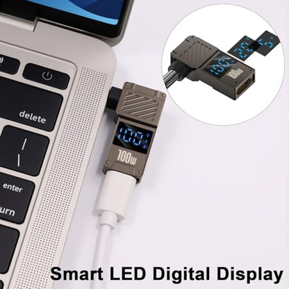 Poyiccot 5.0x1.0mm DC Male Connector Jack, USB C Female to DC 5.0x1.0mm Adapter, 90 Degree 100W Output 20V 5A Power Adapter with LED Digital Display Charging Connector for Laptop, 1Pack - color: 5.0X1.0mm