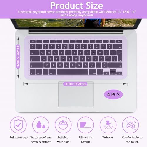 Universal Keyboard Protector Cover Skin for Laptop Notebook 13" 14" Laptop Notebook Ultra-Thin Silicone Waterproof Dustproof Keyboard Protector Skin(Colour Mixture,4Pcs) - color: Colour Mixture 4Pcs