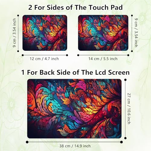 Laptop Skin Sticker Decal, Universal Reusable Vinyl Laptop Cover for 12" 13" 13.3" 14" 15" 15.4" 15.6" Notebook PC, Waterproof Scratch-Resistant with 2 Wrist Pads, Easy to Apply & Remove,Art Leaf - color: Art Leaf