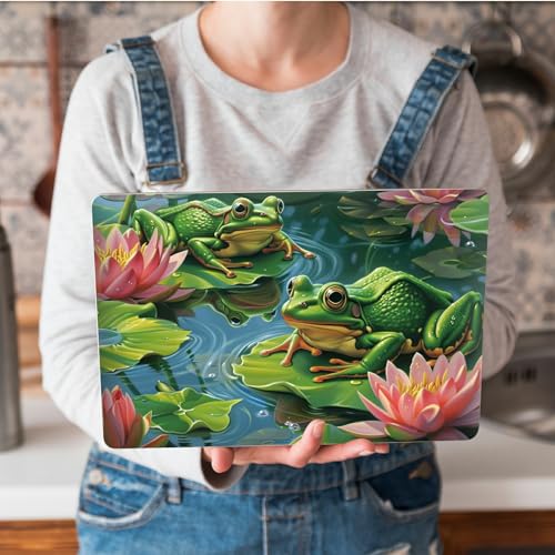 Universal Laptop Skin Sticker with 2 Wrist Pad Skins, Waterproof Scratch Resistant Vinyl Laptop Cover Decal, Cut to Fit for 11–15.6 Inch MacBook HP Dell Lenovo, Frog Lotus - color: Frog Lotus