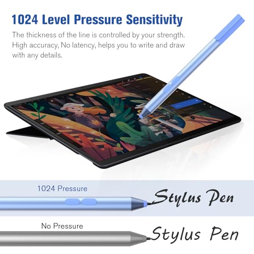 Active Pen for Dell 2-in-1 Touchscreen Laptop, MPP Stylus, Palm Rejection | 1024 Pressure Level, Palm Rejection, Dual Shortcut Buttons, 2500-Hour Battery for Inspiron 5379/7586, Latitude 3190/3390/7230 - color: Blue