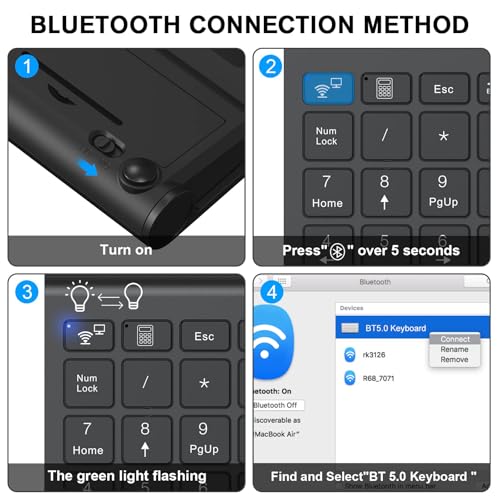 cimetech BT Number Pad, 22 Keys Wireless Numeric Keypad Numpad | Office Accounting, Portable, Mini, for Laptop PC Computer Desktop Surface Pro Notebook - color: BT-Black