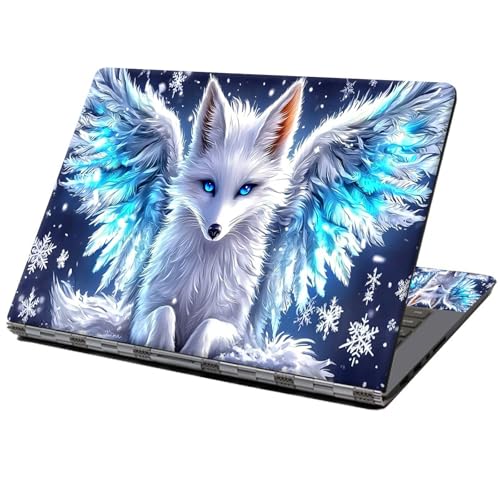 Laptop Skin Sticker Decal 12" 13" 13.3" 14" 15" 15.6",Waterproof Scratch Resistant Vinyl,Reusable Easy to Apply,for MacBook HP Dell Notebooks Netbooks Laptop,2 Wrist Pads,Cute White Fox - color: Cute White Fox