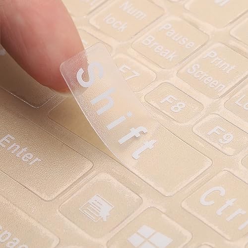 English Keyboard Stickers Big Letter Full Set (120 Pcs), Universal PC Computer Laptop Desktop Keyboard Replacement English Keyboard Stickers, Transparent Background with White Lettering（2 Pack） - color: English transparent/white letters