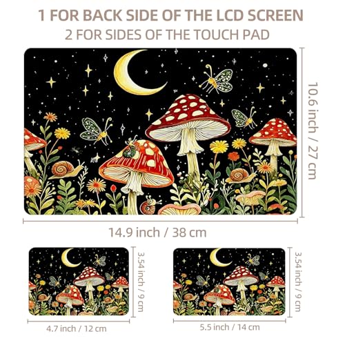 Universal Laptop Skin Sticker for 12/13/14/15.6 Inch Laptops, Reusable Vinyl Laptop Decal Cover, Waterproof Scratch Resistant Notebook Skin with 2 Wrist Pads,Moonlit Mushrooms - color: Moonlit Mushrooms