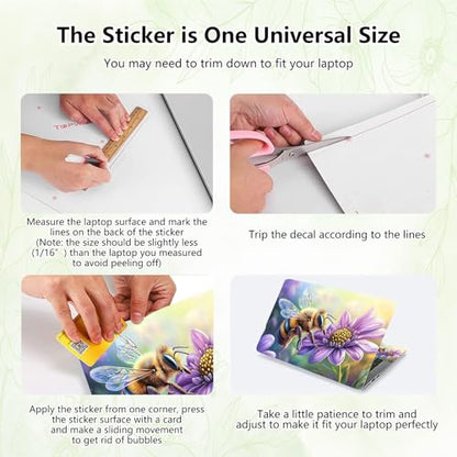Laptop Skin Sticker Decal, Universal Reusable Vinyl Laptop Cover for 12" 13" 13.3" 14" 15" 15.4" 15.6" Notebook PC, Waterproof Scratch-Resistant with 2 Wrist Pads, Easy to Apply & Remove,Bee Flower - color: Bee Flower
