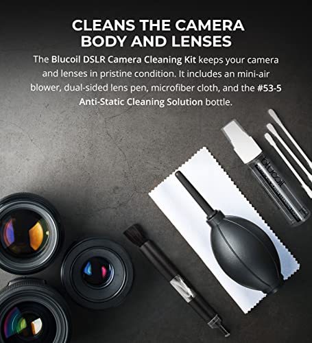 Camera Cleaning Kit with Mini-Air Blower and Dual-Sided Lens Pen for DSLR, SLR, Mirrorless Digicam - Compatible with Canon, Nikon, Pentax, Sony, and More