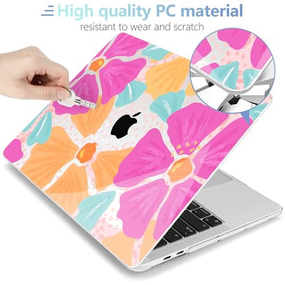 MEEgoodo for M2 MacBook Pro 13 inch Case 2022 2021 2020,Crystal Cover Fit Model A2338 M2/M1 A2251 A2289,Clear Case for 13.3-inch Laptop,Hard Shell for MacBook Pro M2, Hand-Drawn Blossom - color: Hand-Drawn Blossom