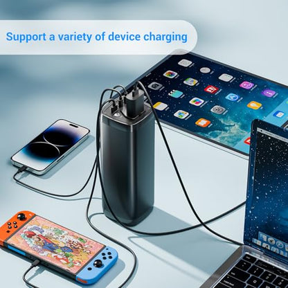 PAFISH 31200mAh Power Bank 120W AC Outlet, 65W USB-C PD Fast Charging Laptop Charger, Backup for Camping Travel Emergency, 4 Outputs for Phones Tablets Drones Cameras, Outdoor Power Station