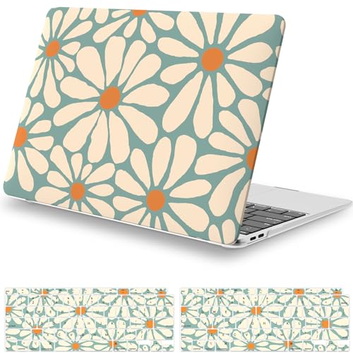 iCasso for MacBook Air 13 inch Case 2020 2019 2018 Release A2337 M1 A2179 A1932, Cute Flower Hard Shell Protective Case for MacBook Air 13.3 inch & Keyboard Cover & Screen Film, Daisy Green - color: Daisy Green