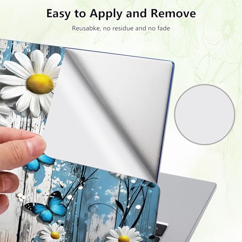 Laptop Skin Sticker Decal, Universal Reusable Vinyl Laptop Cover for 12" 13" 13.3" 14" 15" 15.4" 15.6" Notebook PC, Reusable Waterproof Scratch-Resistant with 2 Wrist Pads,Chrysanthemum Butterfly - color: Chrysanthemum Butterfly
