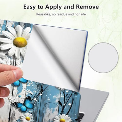Laptop Skin Sticker Decal, Universal Reusable Vinyl Laptop Cover for 12" 13" 13.3" 14" 15" 15.4" 15.6" Notebook PC, Reusable Waterproof Scratch-Resistant with 2 Wrist Pads,Chrysanthemum Butterfly - color: Chrysanthemum Butterfly