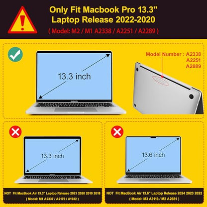 May Chen Case for MacBook Pro 13 inch M2 2023,2022,2021,2020 A2338 M1 A2251 A2289, Plastic Hard Shell Case for MacBook Pro 13" with Touch Bar Fits Touch ID, Cherry & Cheetah - color: Cherry and cheetah