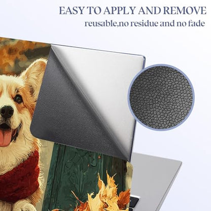 Universal Laptop Skin Sticker Decal,15.6 Inch Laptop Vinyl Cover for 13" 14" 15.6" Laptop,Scratch-Resistant Waterproof Protector Wrap,Reusable with Wrist Pads,Dog in Autumn Street - color: Dog in Autumn Street