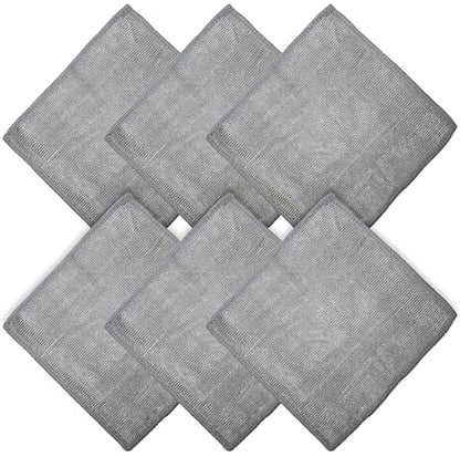 WHOOSH! Microfiber Cleaning Cloth, 6 Pack, Glasses and Screen Cleaning Cloth, Suitable for Car Screen, Computer, Laptop, iPad, MacBook, Smart Phone, Monitor, Eyeglasses, Watches (6 x 6 Inch), Grey - size: 6 Count (Pack of 1)