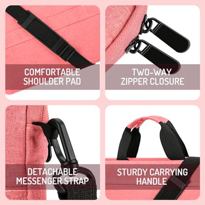 14-15 Inch Laptop Sleeve Bag Carrying Case Protective Computer Cover with Handle Shoulder Strap Compatible with 15 inch MacBook Air M5 M4 M3 M2 Acer ASUS HP Surface Dell Chromebook, Pink - color: Pink, size: 14"-15"