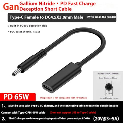 100W PD Power Charger Tip USB C to Slim Laptop Charging Cable Adapter Converter for Dell Laptop 18-20V (Dedicated for Dell (for 45W/65W/90W Power), 4.5mm Small Head) - size: 4.5mm small head