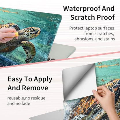 15.6 Inch Laptop Skin Sticker, Reusable Vinyl Cover Protector with 2 Wrist Pad Skins, Removable Waterproof Scratch-Resistant for 12-15.6 Inch Laptop Notebook,Sea Turtles - color: Sea Turtles